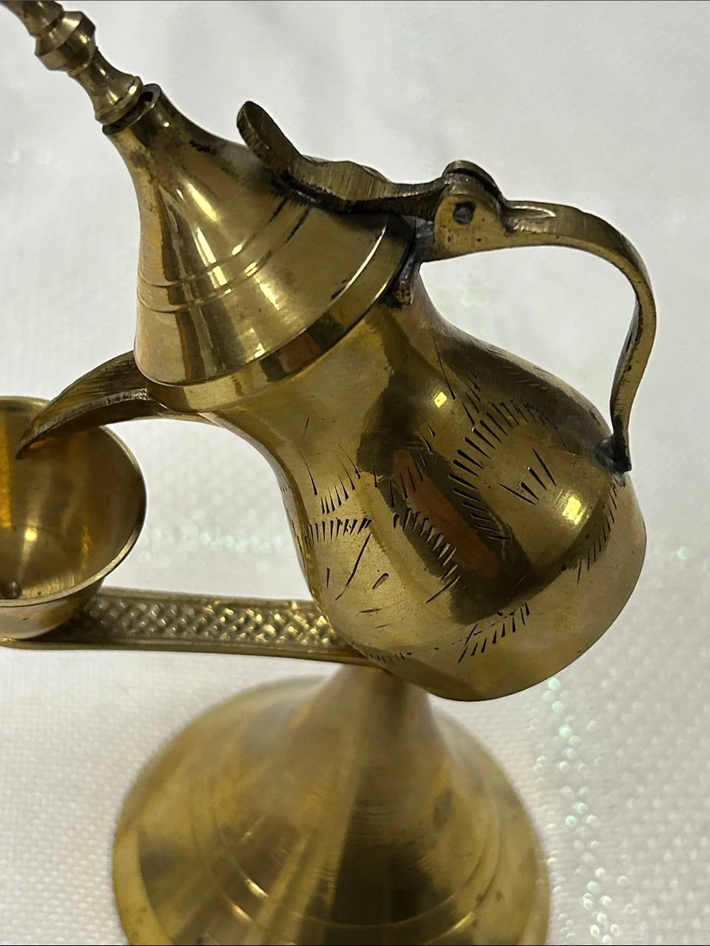 Brass Decorative Miniature dallah with Pouring Cup - Gold